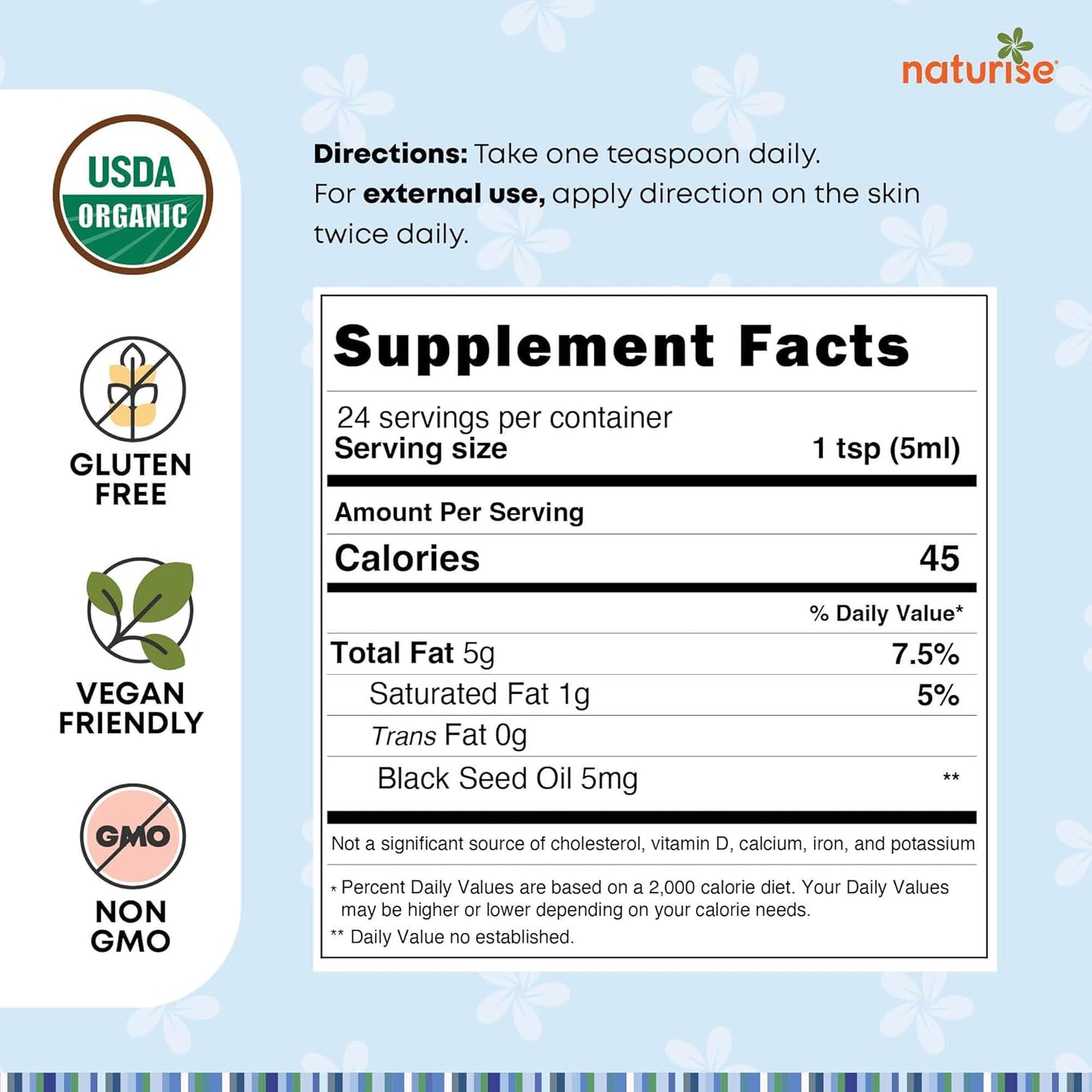 Organic Cold Pressed Black Seed Oil for Hair, Skin & Wellness - Vegan & Gluten Free - 4 Fl Oz. Bottle