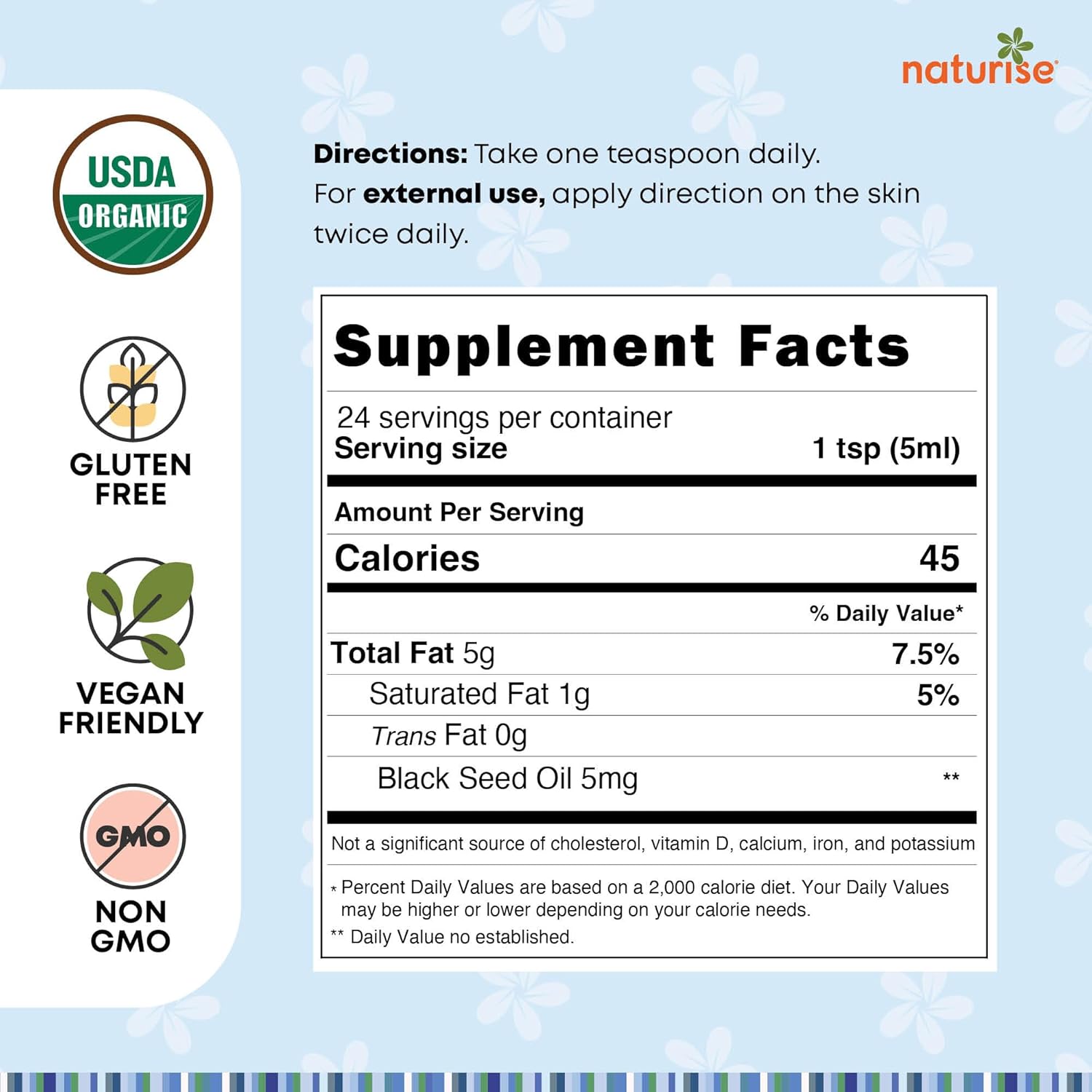 Organic Cold Pressed Black Seed Oil for Hair, Skin & Wellness - Vegan & Gluten Free - 4 Fl Oz. Bottle