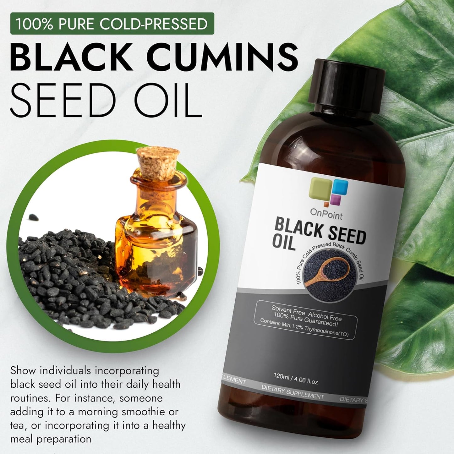 Organic Cold-Pressed Black Seed Oil for Radiant Skin and Lustrous Hair 4.06 oz - Rich in Thymoquinone and Omega 3-6-9