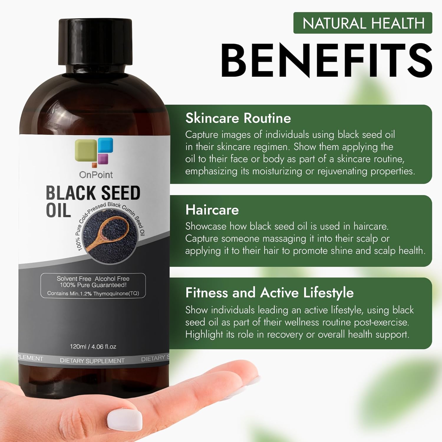 Organic Cold-Pressed Black Seed Oil for Radiant Skin and Lustrous Hair 4.06 oz - Rich in Thymoquinone and Omega 3-6-9