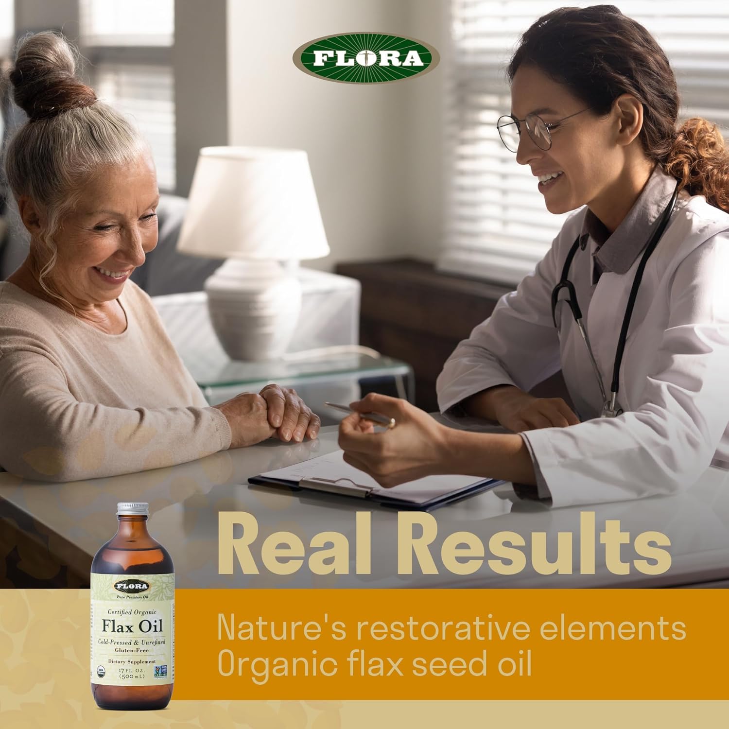 Organic Cold Pressed Flax Seed Oil - Non-GMO, Gluten-Free, Kosher Omega Blend - 32 oz Amber Glass Bottle - Essential Fatty Acids for Wellness