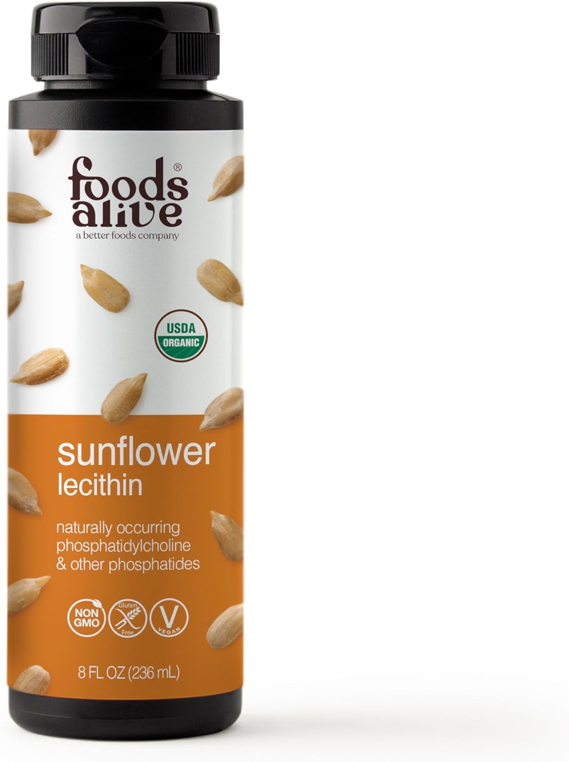 Organic Cold-Pressed Sunflower Lecithin Liquid, Extra-Virgin & Unrefined - 8 Fl Oz