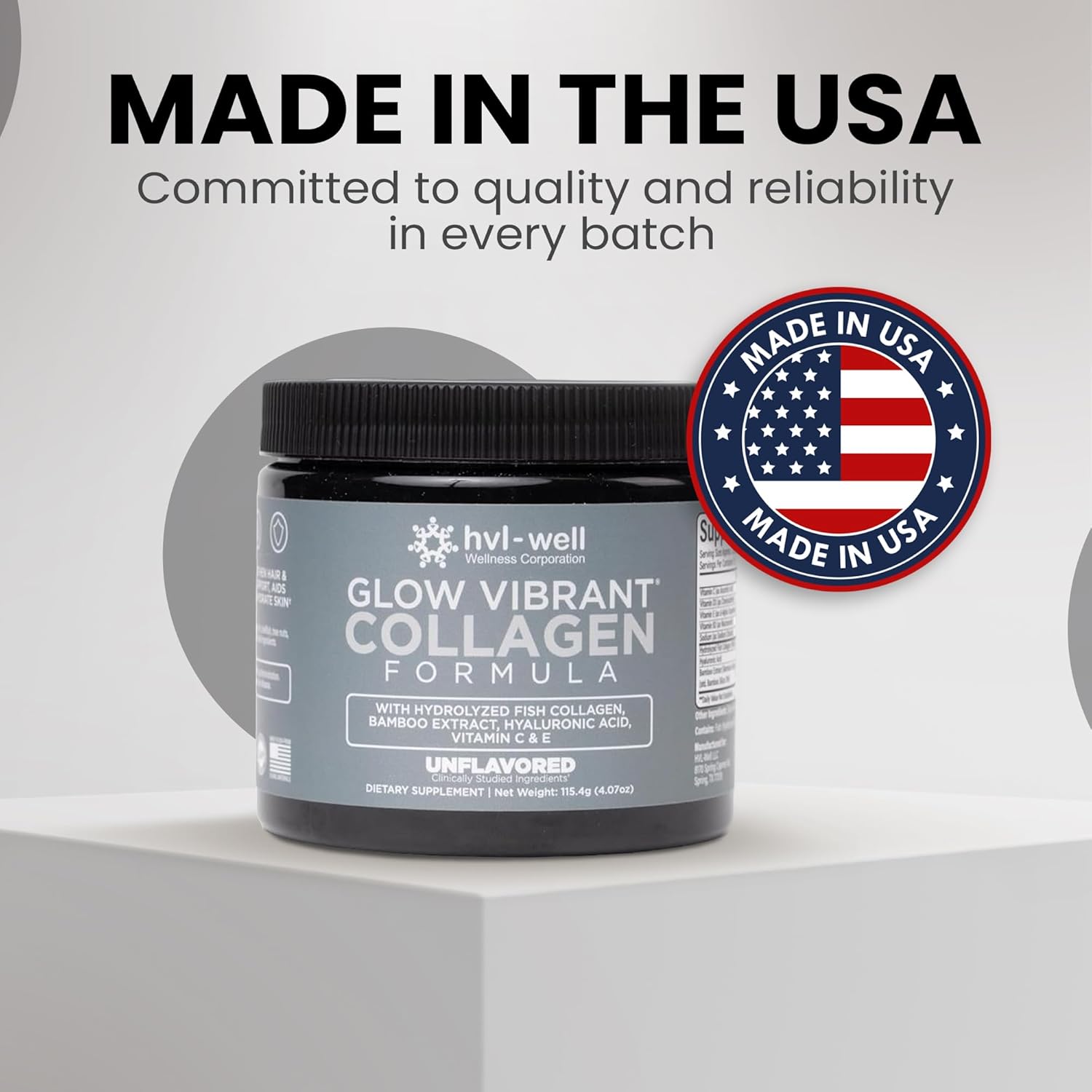 Organic Collagen Peptide Powder - Unflavored, 20 Servings, 115.4g by HVL-Well