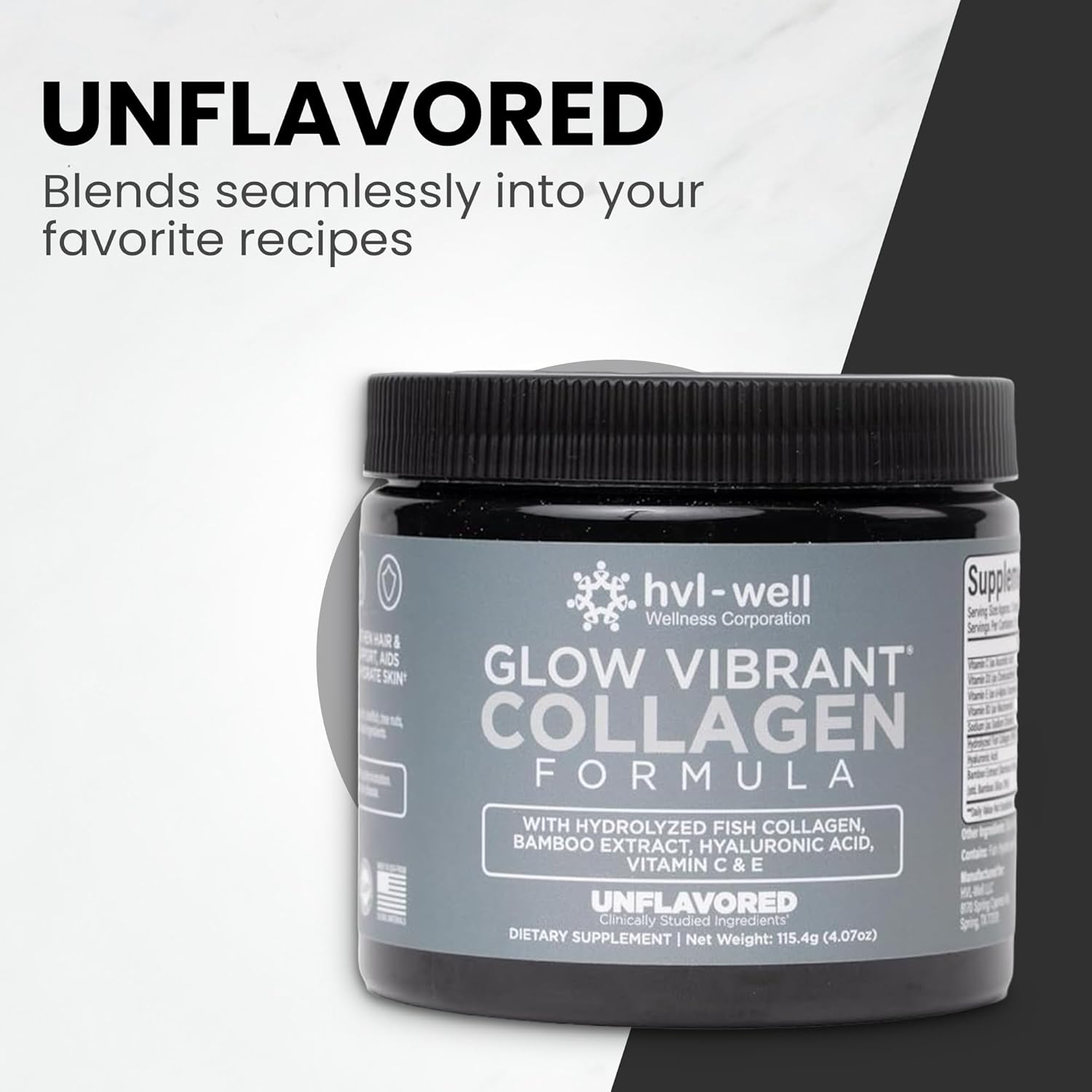 Organic Collagen Peptide Powder - Unflavored, 20 Servings, 115.4g by HVL-Well