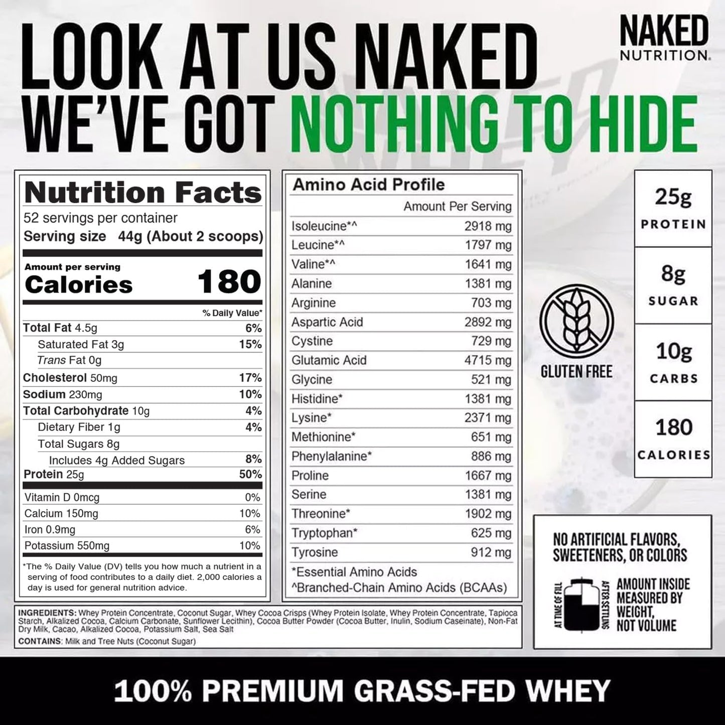 Organic Cookies and Cream Grass-Fed Whey Protein Powder - Non-GMO, Gluten-Free, 52 Servings