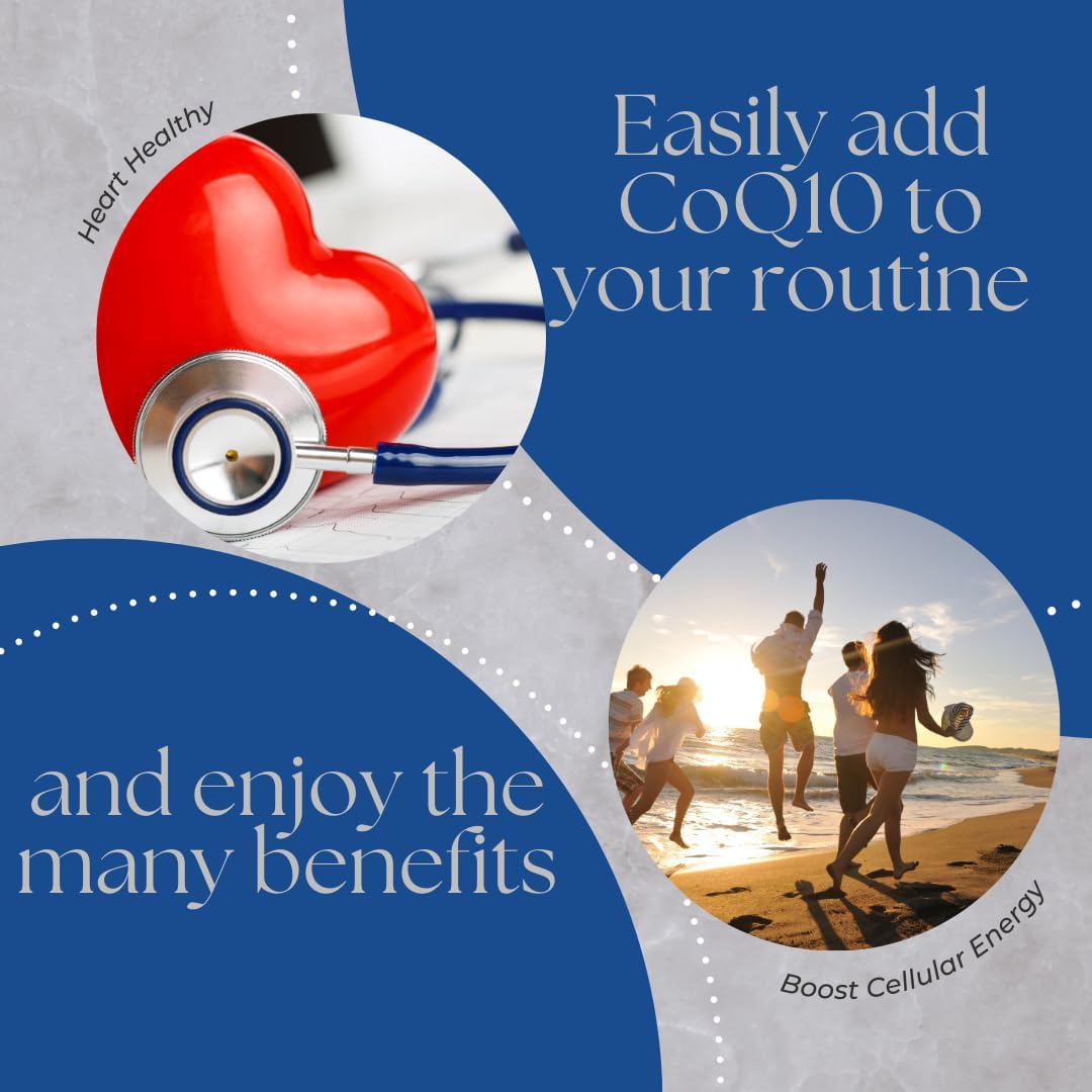 Organic CoQ10 Softgels with Black Pepper Extract - 200mg, 90 Count - Gluten Free Heart Health and Energy Support