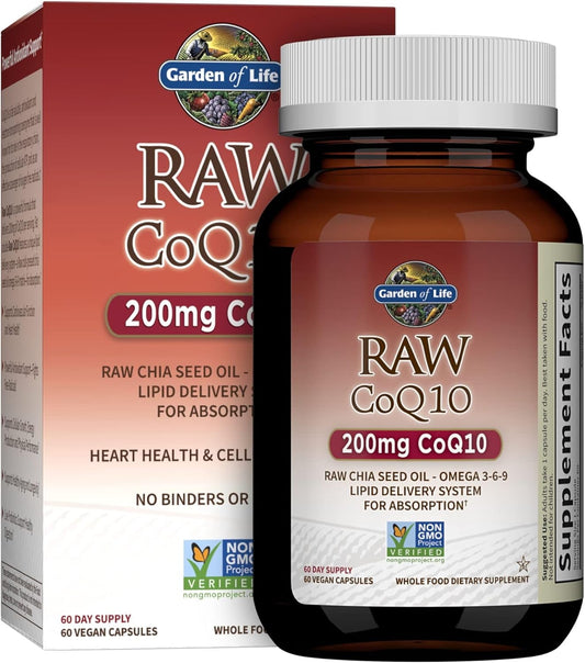 Organic CoQ10 & Vegetarian Omega 3 6 9 Supplement for Heart Health - 60 Capsules