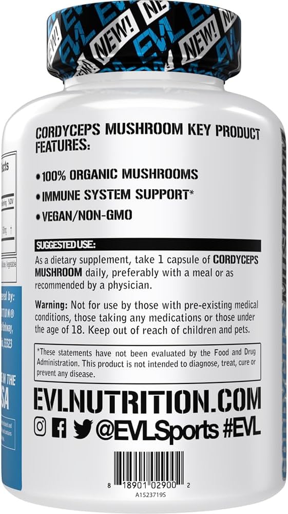 Organic Cordyceps Mushroom Supplement for Immune System & Heart Health - 500mg - Vegan - Non-GMO - 60 Servings