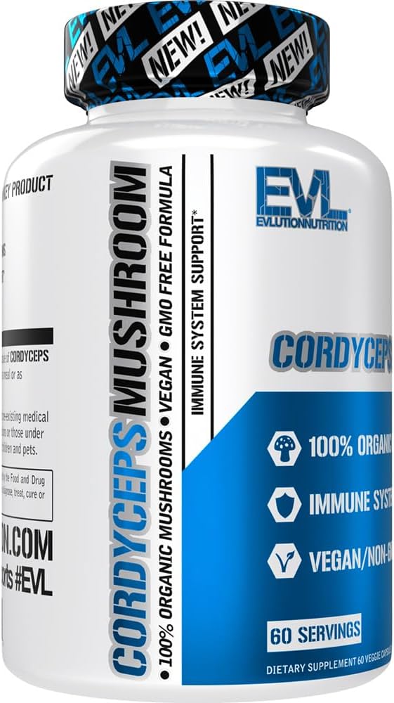 Organic Cordyceps Mushroom Supplement for Immune System & Heart Health - 500mg - Vegan - Non-GMO - 60 Servings