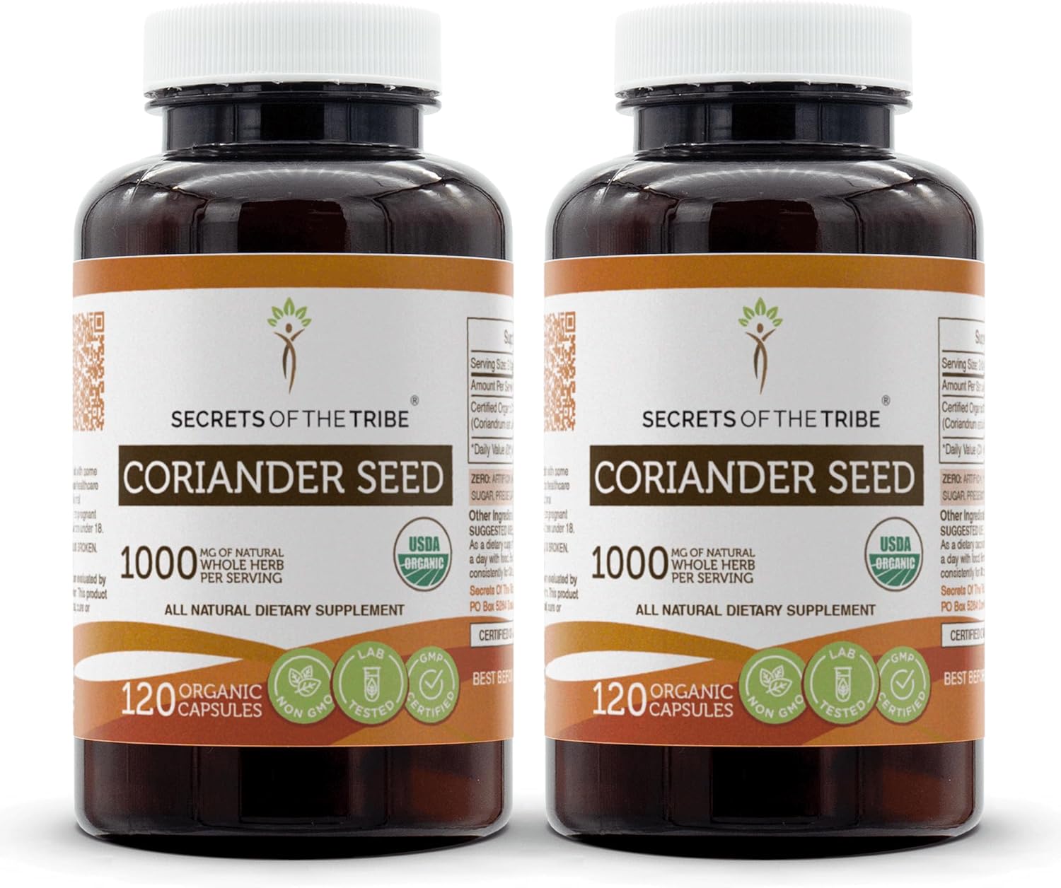 Organic Coriander Seed Capsules - 1000mg (2x120) - Secrets of the Tribe