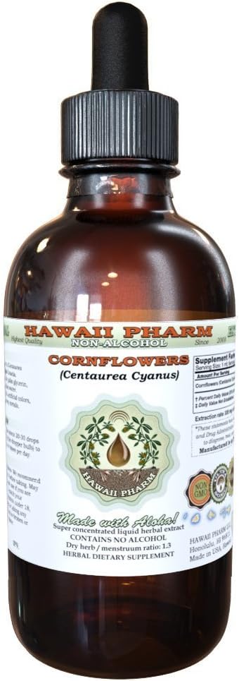 Organic Cornflower Alcohol-Free Liquid Extract - 2 oz Glycerite by Hawaii Pharm - Natural Herbal Supplement
