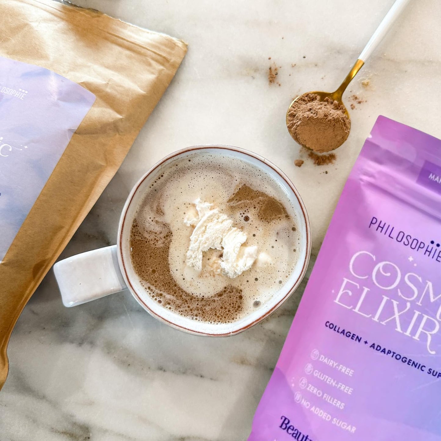 Organic Cosmic Elixir Superfood Blend with Collagen & Adaptogens - 32 Servings, Improves Gut, Emotional Balance, Joint Health, Skin Vitality, Hormones