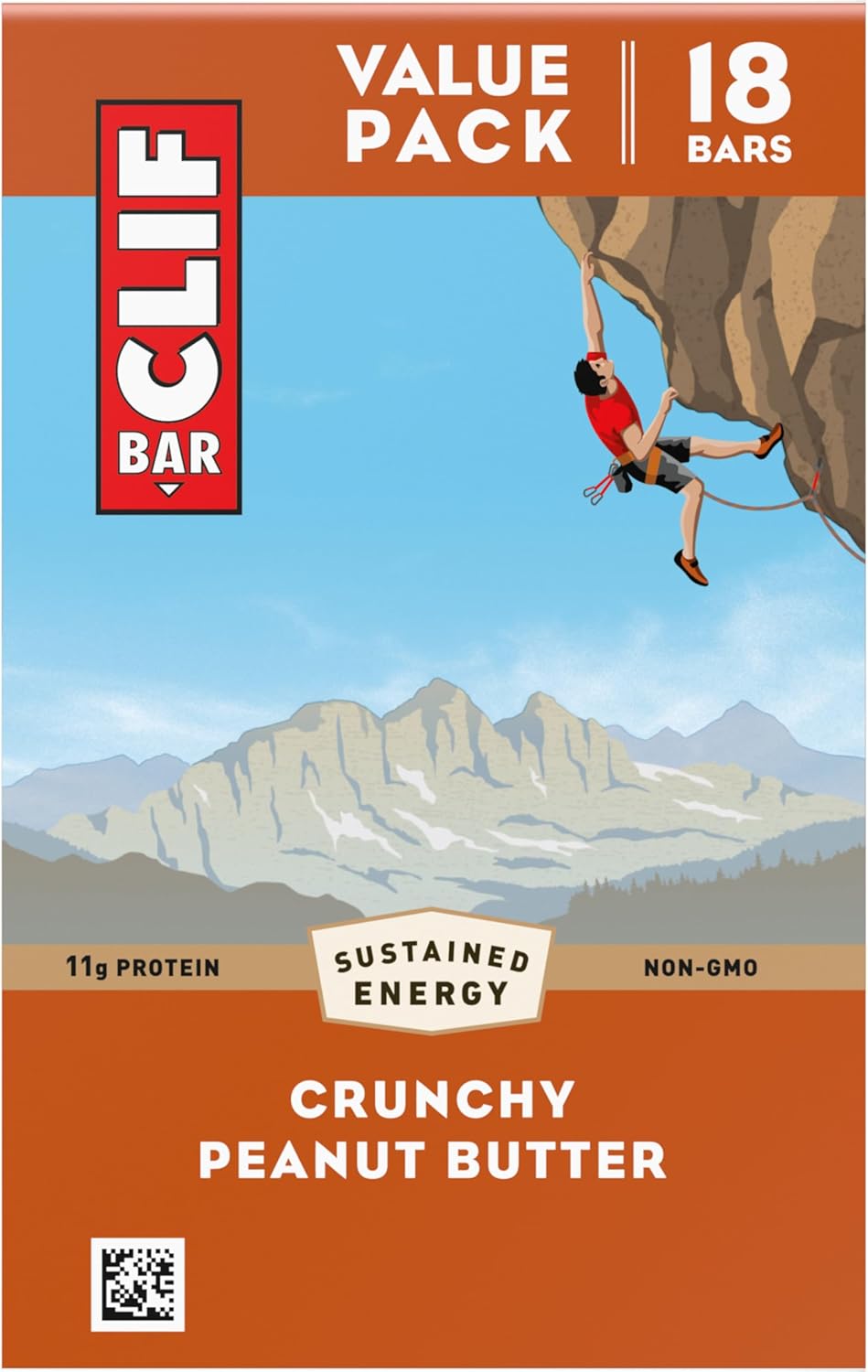 Organic Crunchy Peanut Butter Clif Bars - 11g Protein - Plant Based Energy Bars - Non-GMO - 2.4 oz (18 Pack)