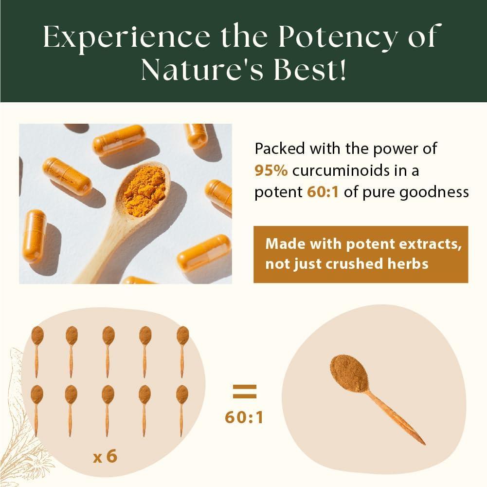 Organic Curcumin Extract with Black Pepper, Indian Long Pepper, and Ginger - 60 Vegan Capsules by Sewanti