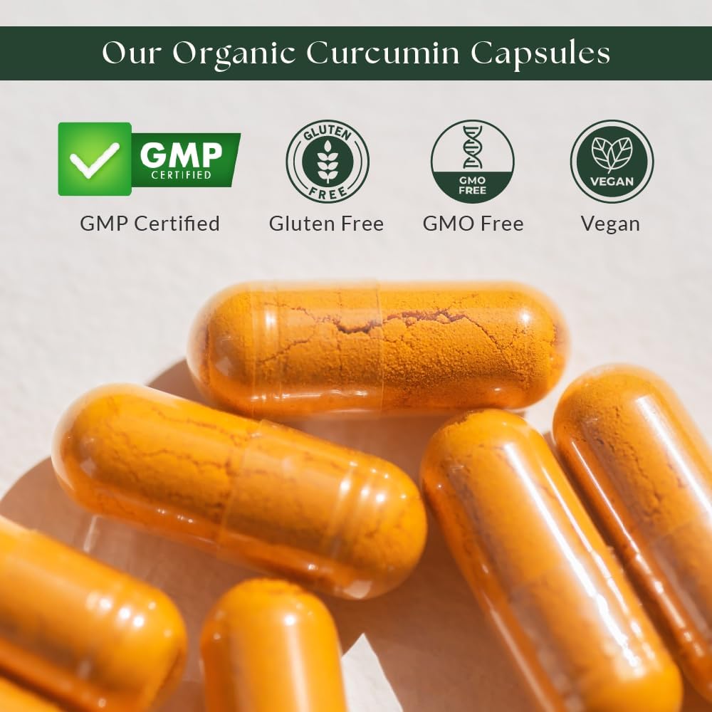 Organic Curcumin Extract with Black Pepper, Indian Long Pepper, and Ginger - 60 Vegan Capsules by Sewanti