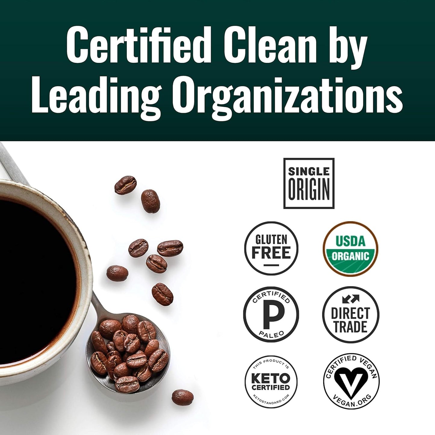 Organic Dark Roast Clean Coffee and MCT Oil Bundle - Non-GMO, Keto, Paleo, Vegan - 100% Pure Coconut MCTs - Mold & Mycotoxin Free - 12 Oz and 32 Oz