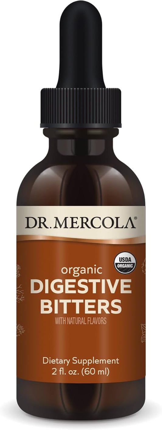 Organic Digestive Bitters Liquid Drops - 2 Fl. Oz., 30 Servings - Dr. Mercola Dietary Supplement - Digestive Support - Non-GMO - USDA Certified Organic