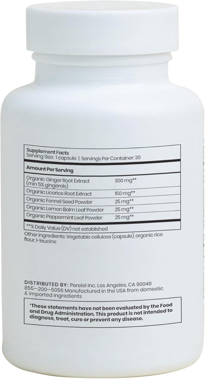 Organic Digestive Health Supplement for Gut & Stomach Relief - Non-GMO Botanical Blend with Fennel, Ginger, Peppermint - Gluten, Soy, Dairy-Free - 30 Pills
