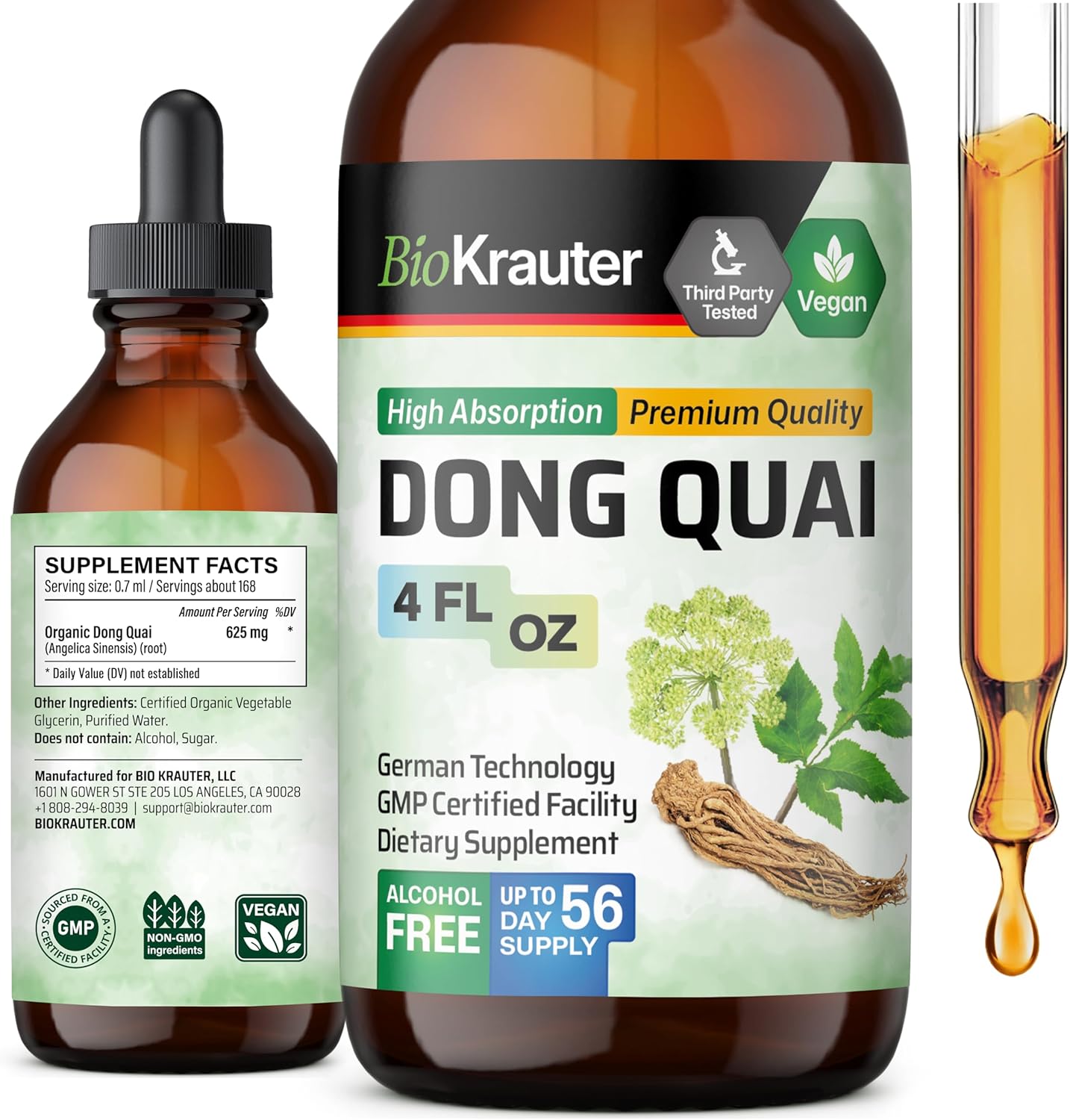 Organic Dong Quai Tincture - Women's Health Support - Alcohol-Free Angelica Root Extract - Vegan Herbal Drops - 4 Fl.Oz.
