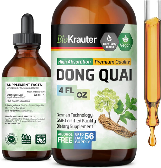 Organic Dong Quai Tincture - Women's Health Support - Alcohol-Free Angelica Root Extract - Vegan Herbal Drops - 4 Fl.Oz.