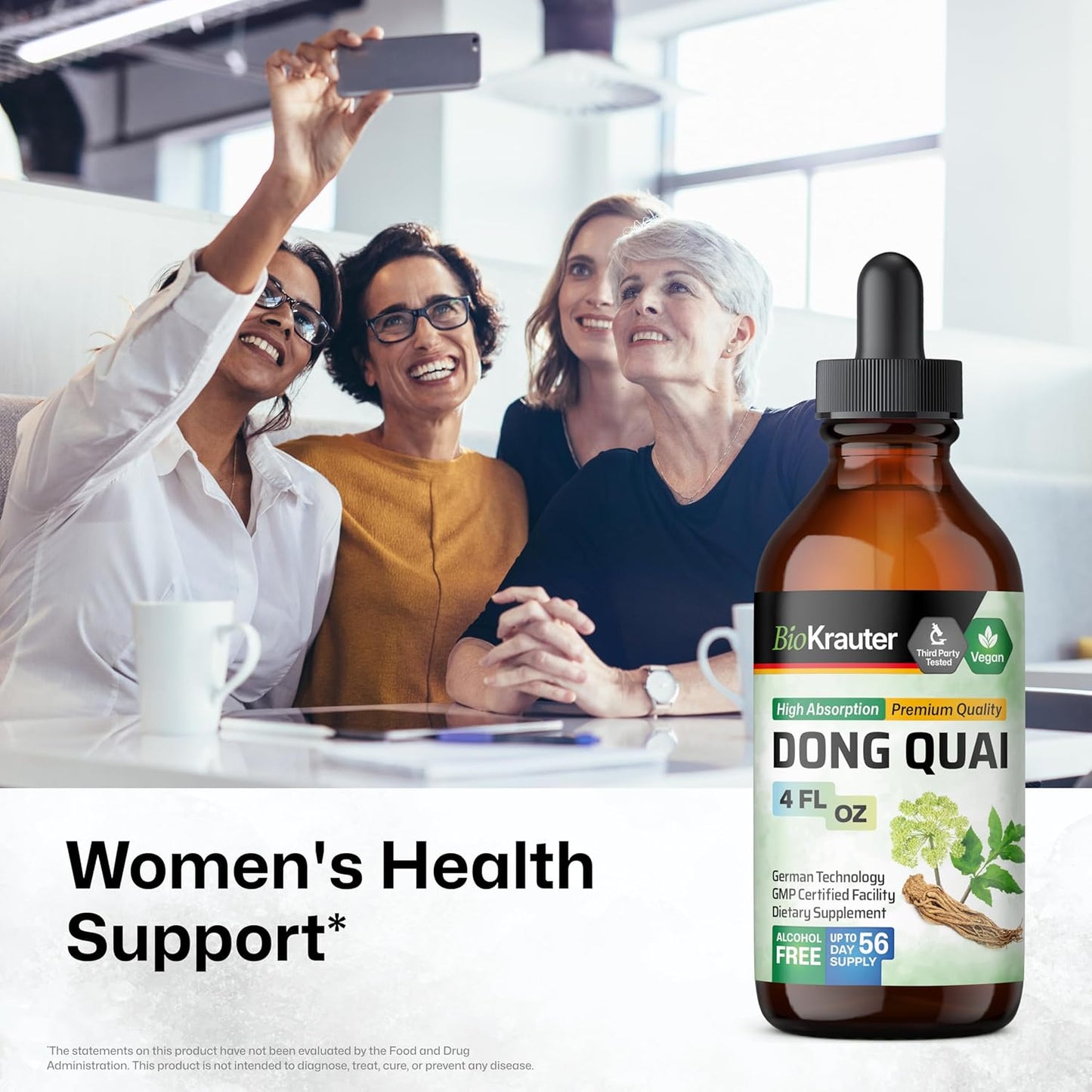 Organic Dong Quai Tincture - Women's Health Support - Alcohol-Free Angelica Root Extract - Vegan Herbal Drops - 4 Fl.Oz.