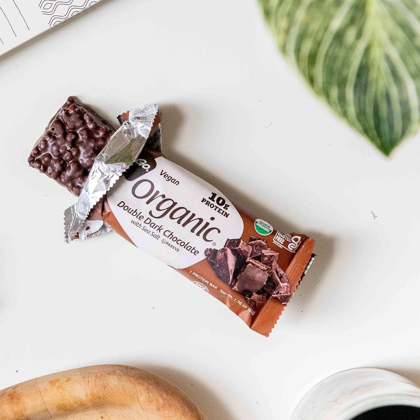 Organic Double Dark Chocolate with Sea Salt Protein Bars - Vegan, Gluten Free, Non-GMO, Kosher Pareve - 12 Count