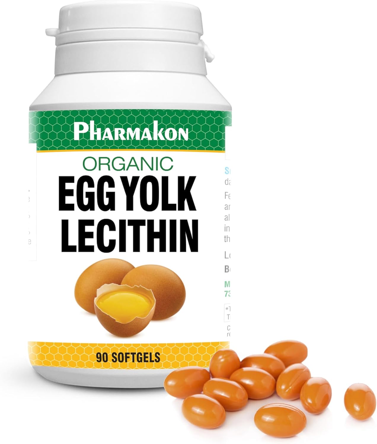 Organic Egg Yolk Lecithin by PHARMAKON - Natural Source of Nutrients for Health and Wellness