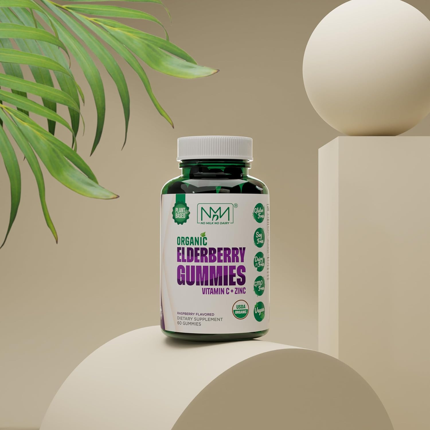 Organic Elderberry Gummies with Zinc & Vitamin C | Dairy-Free Immune Boosting Sambucus Gummies | Antioxidant-Rich Vegan Supplement