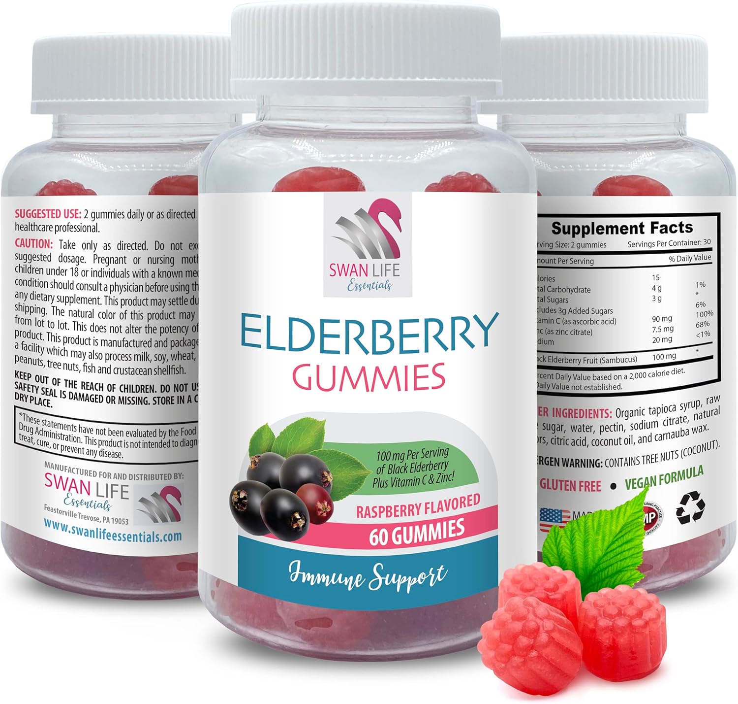 Organic Elderberry Immune Support Gummies for Women - 60 Count Botanical Supplement