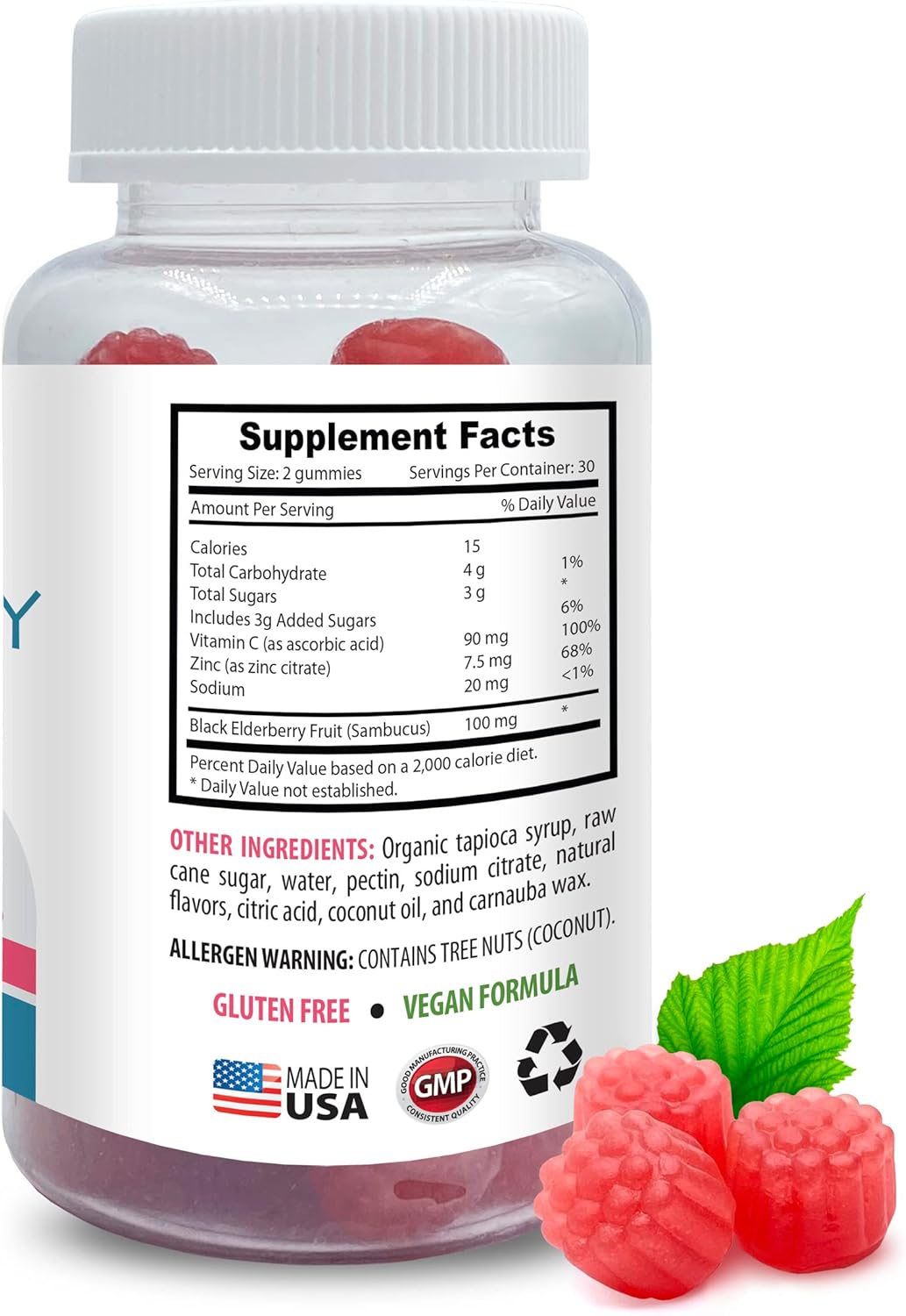 Organic Elderberry Immune Support Gummies for Women - 60 Count Botanical Supplement