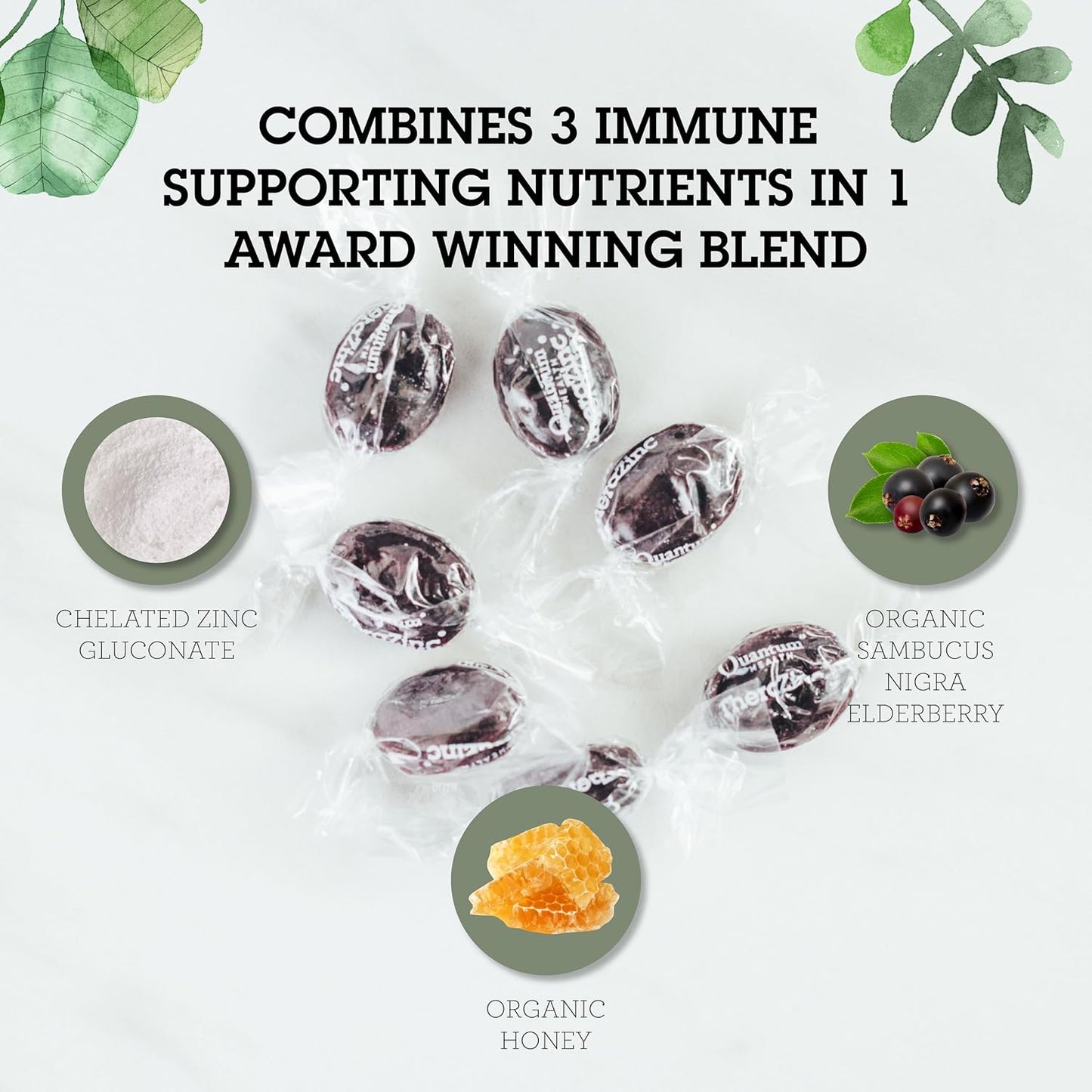 Organic Elderberry Sambucus Raspberry & Honey TheraZinc Lozenges for Immune Support - 18 Count