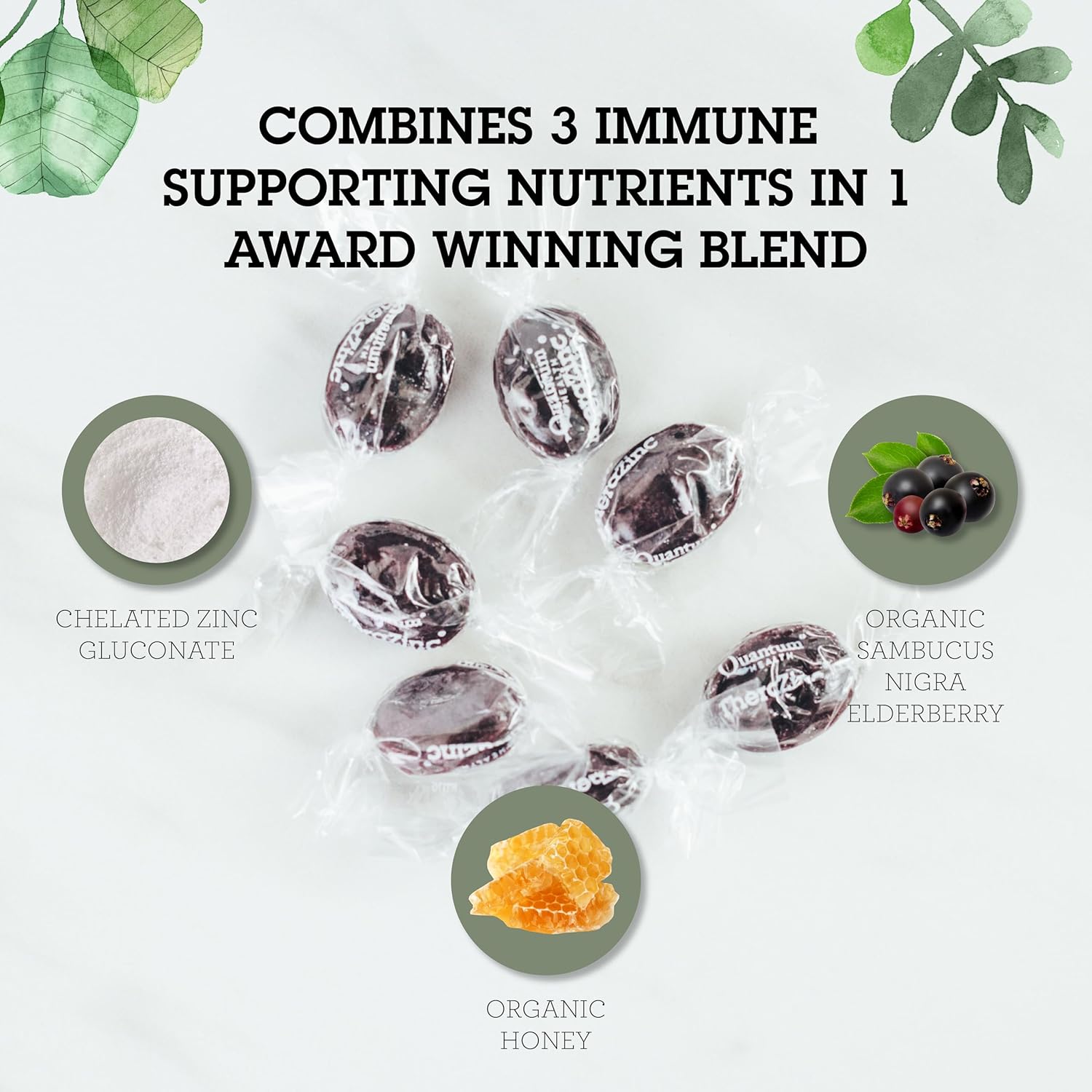 Organic Elderberry Sambucus Raspberry & Honey TheraZinc Lozenges for Immune Support - 18 Count