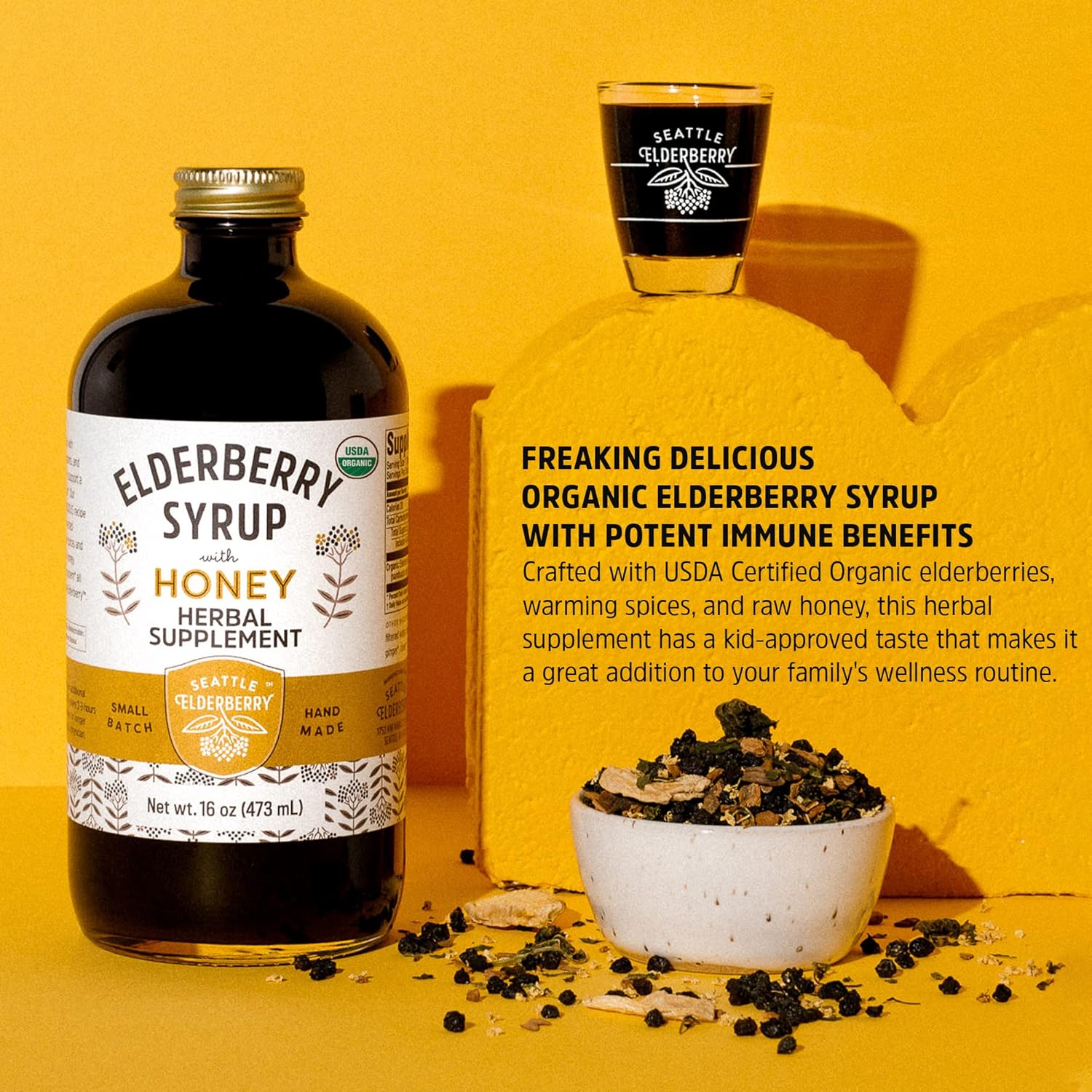 Organic Elderberry Syrup Bundle - 2 Gluten-Free Herbal Supplements for Immune Support, Made in USA - 32oz