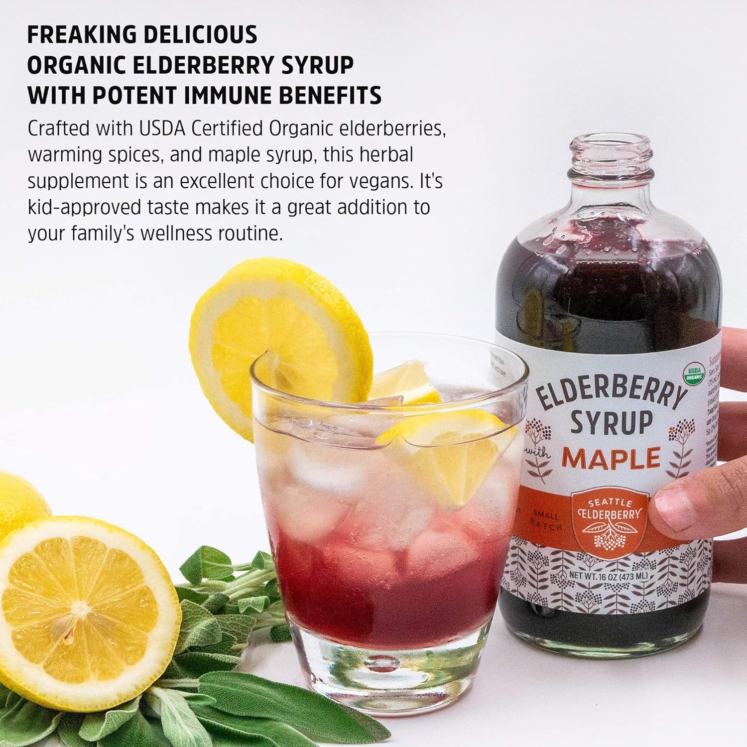 Organic Elderberry Syrup Bundle - 2 Gluten-Free Herbal Supplements for Immune Support, Made in USA - 32oz