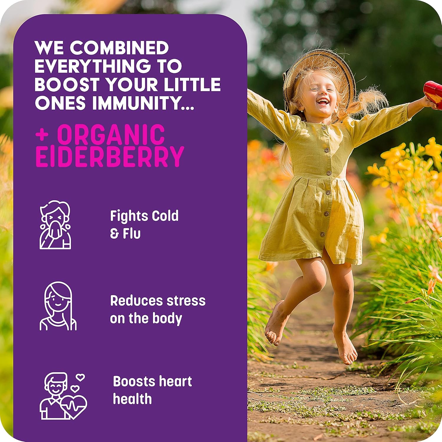 Organic Elderberry Syrup & GreenPeach Liquid Immune Support for Kids - Vitamin C D E Zinc Formula for Children's Immune Health