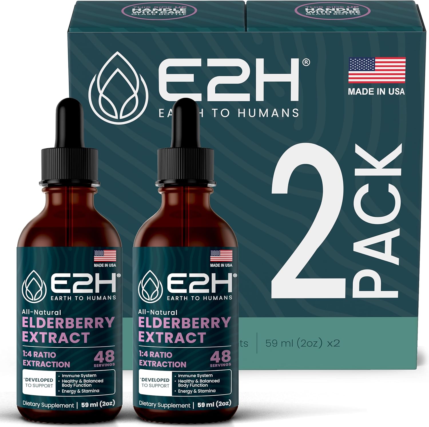 Organic Elderberry Syrup with Antioxidants for Immune Support - Non-GMO, Vegan (2 Bottles)