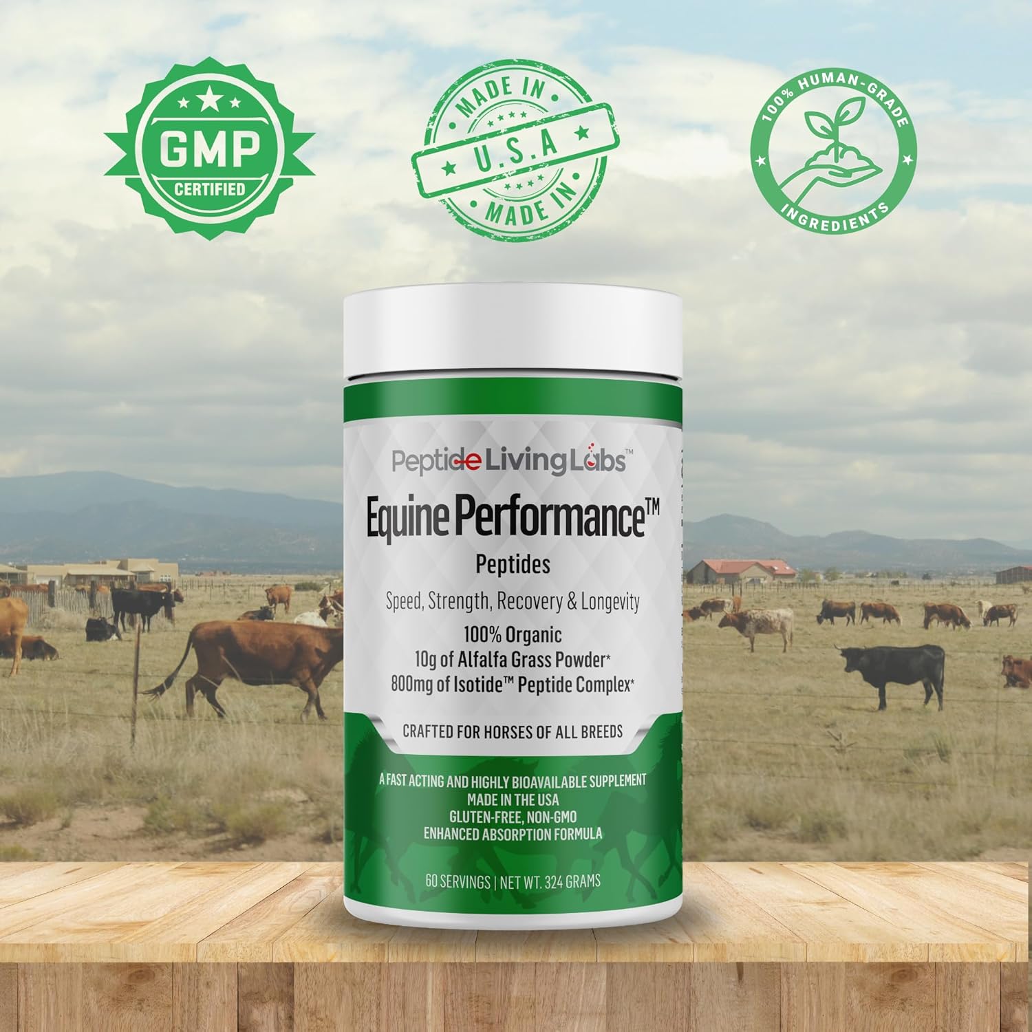 Organic Equine Performance Peptides for Hoof, Joint, Muscle Support & Weight Gain | Horse Feed Supplement | Babcock Ranch Approved