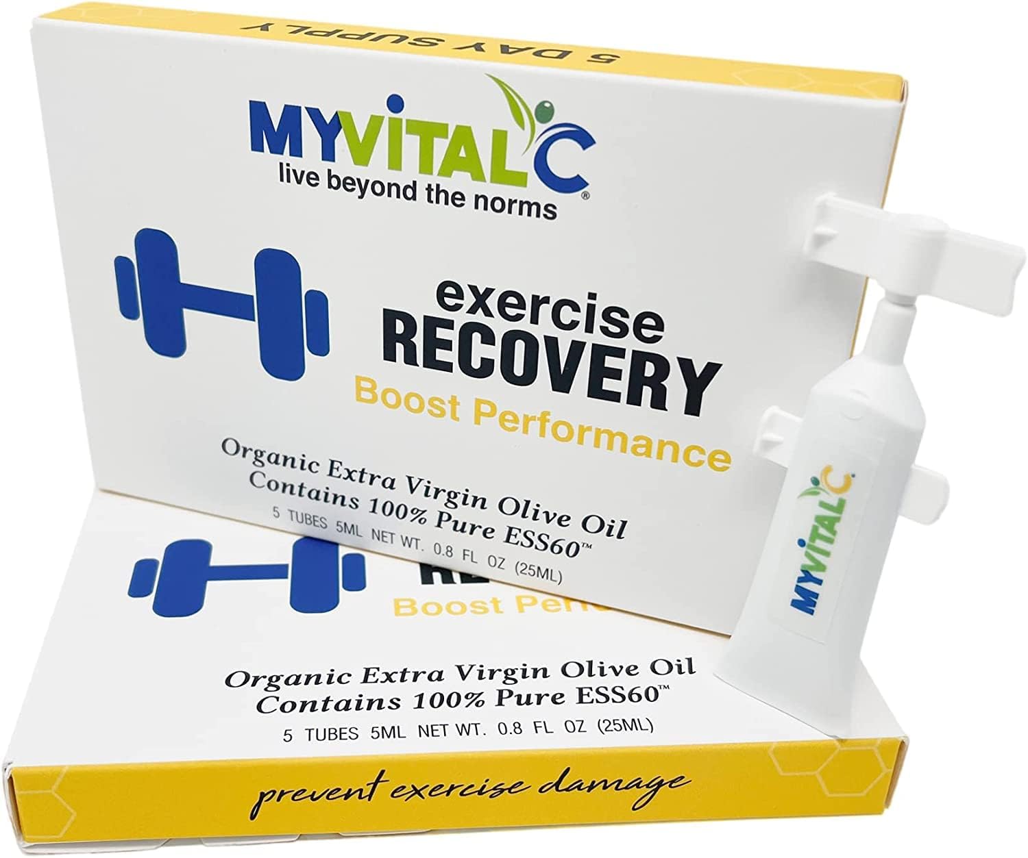 Organic ESS60 Exercise Recovery Supplement - Enhanced with Extra Virgin Olive Oil - 30 Tubes x 5 ML