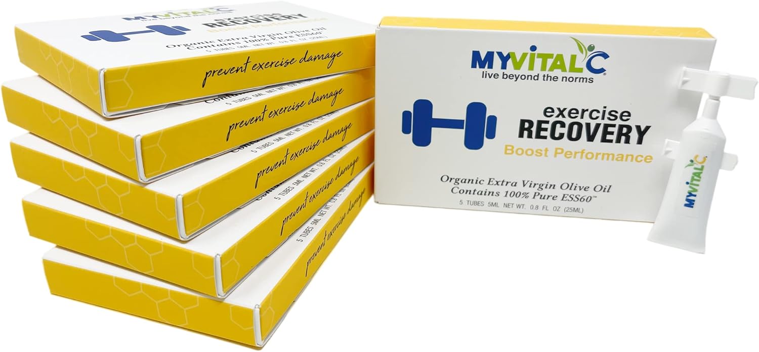 Organic ESS60 Exercise Recovery Supplement - Enhanced with Extra Virgin Olive Oil - 30 Tubes x 5 ML
