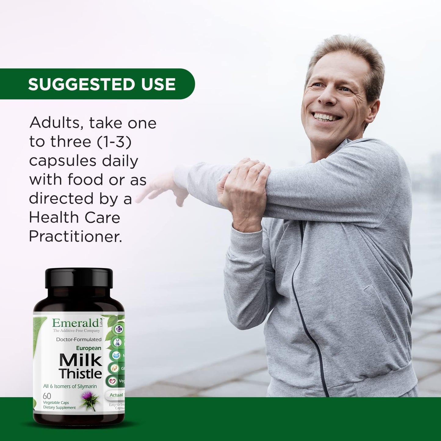 Organic European Milk Thistle Extract Capsules - Supports Liver Health & Natural Energy - 60 Veg Caps (60-Day Supply)