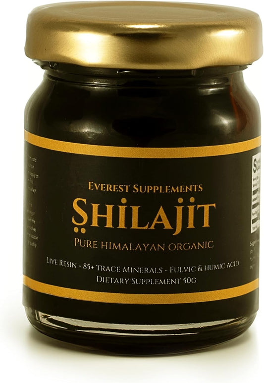 Organic Everest Shilajit Resin - Gold Grade 500mg - 85 Trace Minerals - Fulvic & Humic Acid - Energy & Immune Support - 30g