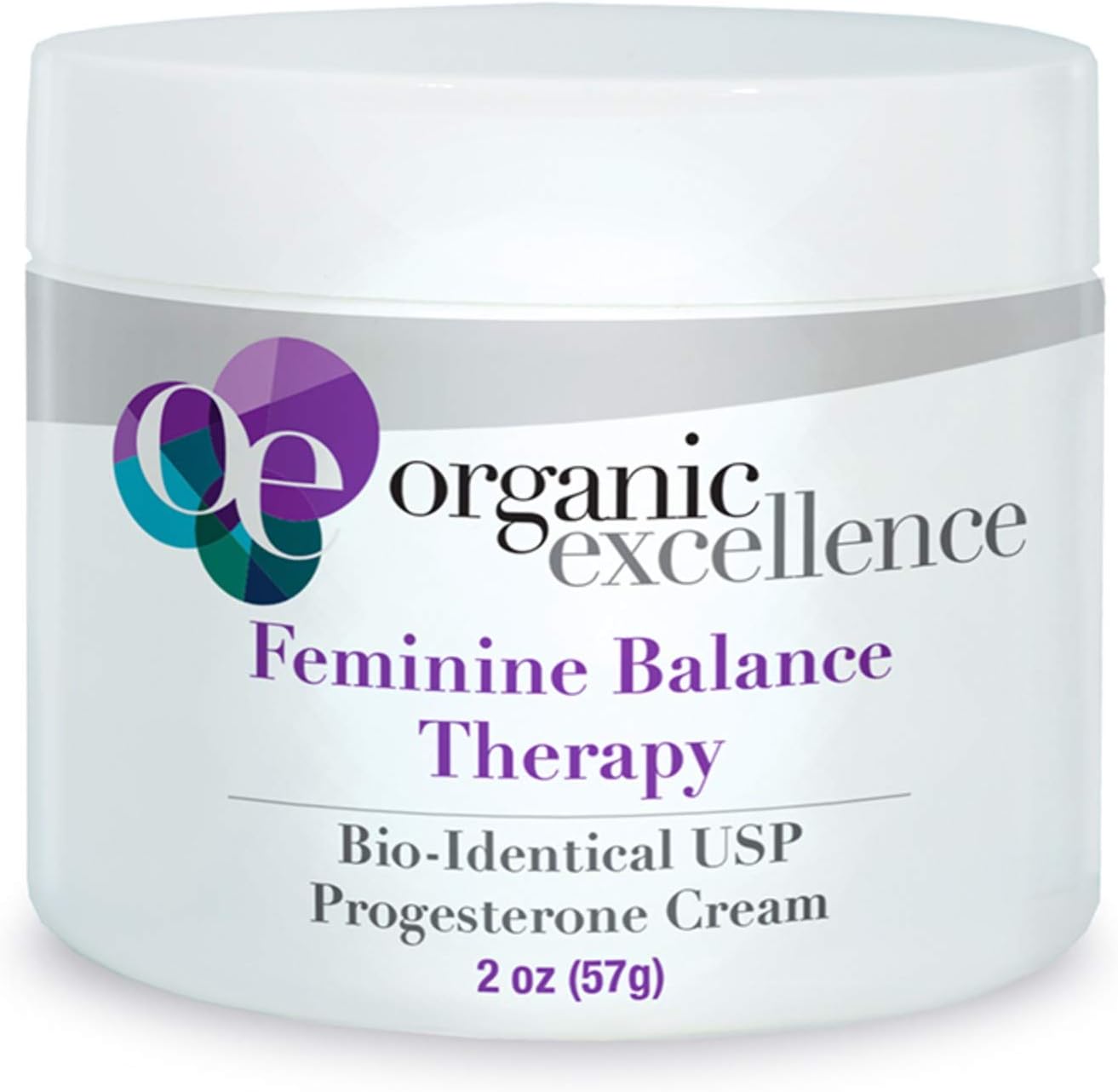Organic Excellence Feminine Balance Therapy - Natural Progesterone Cream for Hormonal Imbalance, PMS, Menopause - 2 oz