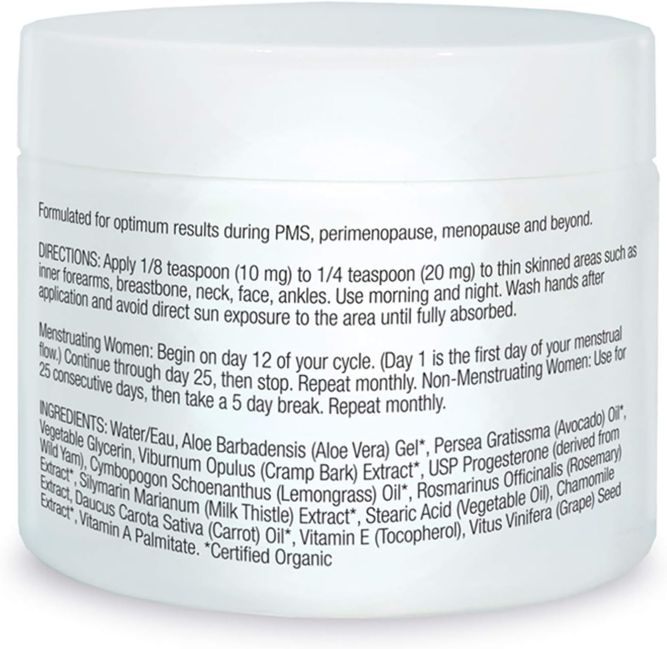 Organic Excellence Feminine Balance Therapy - Natural Progesterone Cream for Hormonal Imbalance, PMS, Menopause - 2 oz