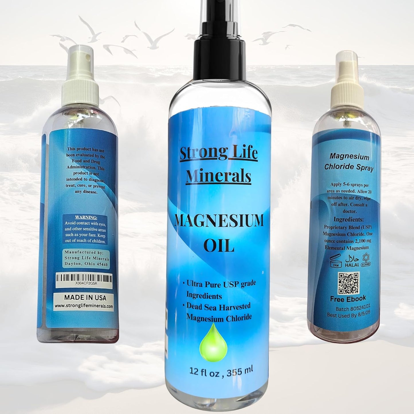 Organic Extra Strength Magnesium Body Spray Made in USA - Compare to Seven Minerals and Ancient Minerals - Life-Changing Power of Magnesium