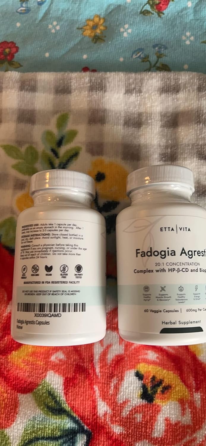 Organic Fadogia Agrestis 600mg Supplement for Natural Test Support - Athlete Approved & Enhanced Absorption - Promotes Muscle Growth, Recovery, Energy, Stamina, and Mood - 60ct