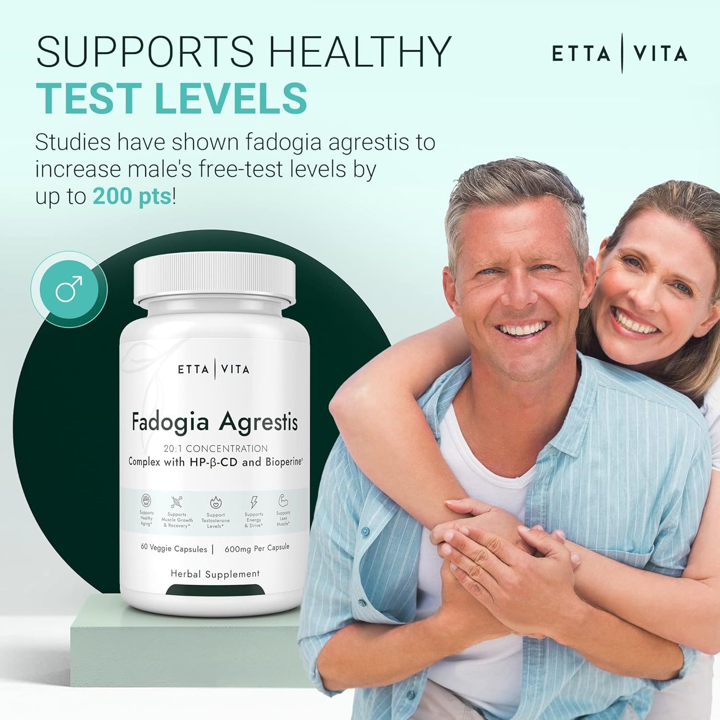 Organic Fadogia Agrestis 600mg Supplement for Natural Test Support - Athlete Approved & Enhanced Absorption - Promotes Muscle Growth, Recovery, Energy, Stamina, and Mood - 60ct