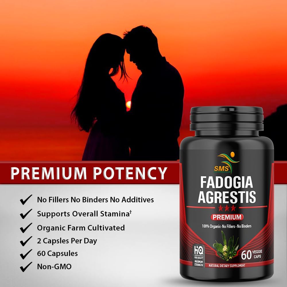 Organic Fadogia Agrestis Extract Pills (1,000mg) for Athletic Performance | Gluten Free Supplement with Maximum Strength - 60 Veggie Caps