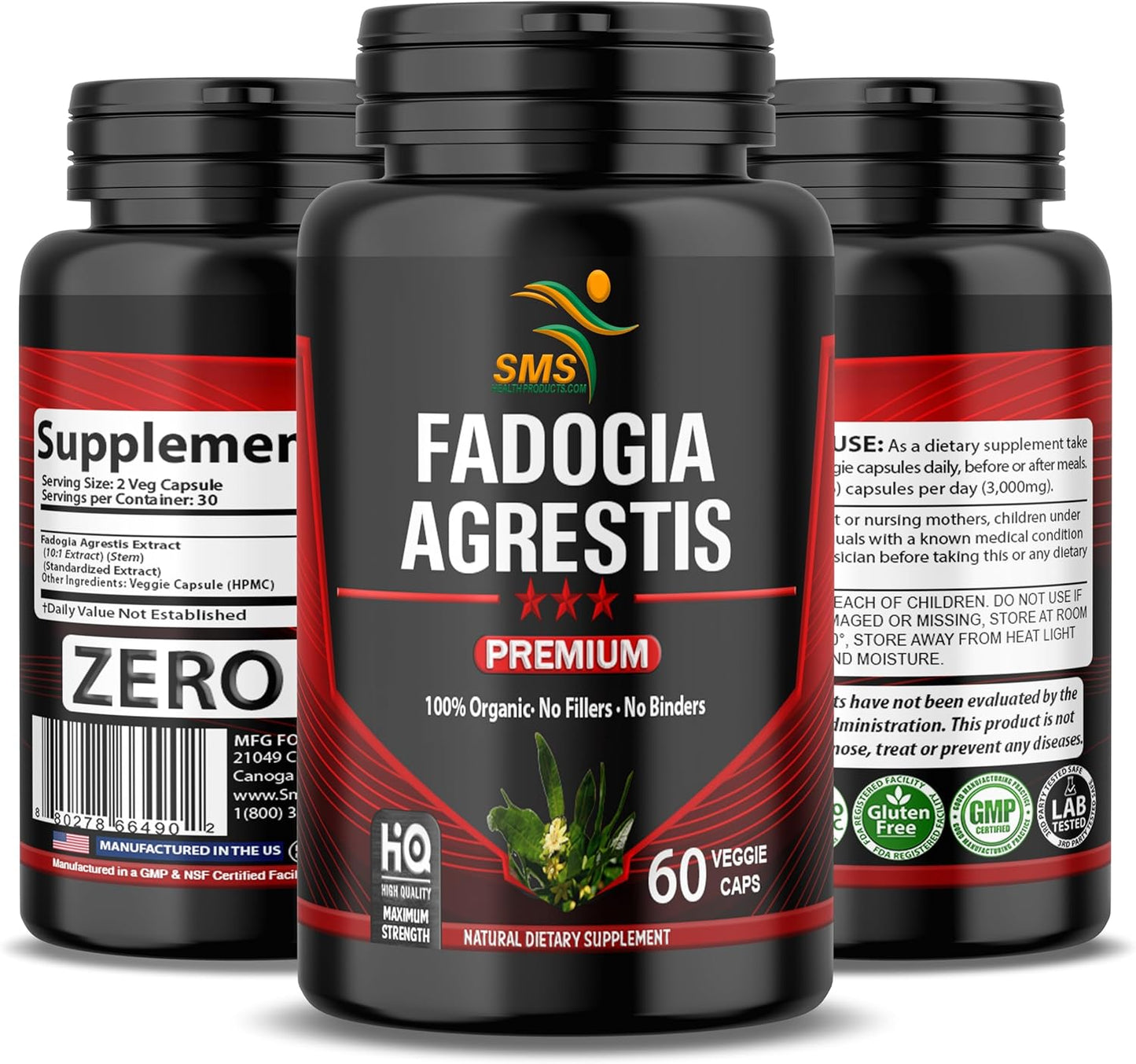 Organic Fadogia Agrestis Extract Pills (1,000mg) for Athletic Performance | Gluten Free Supplement with Maximum Strength - 60 Veggie Caps