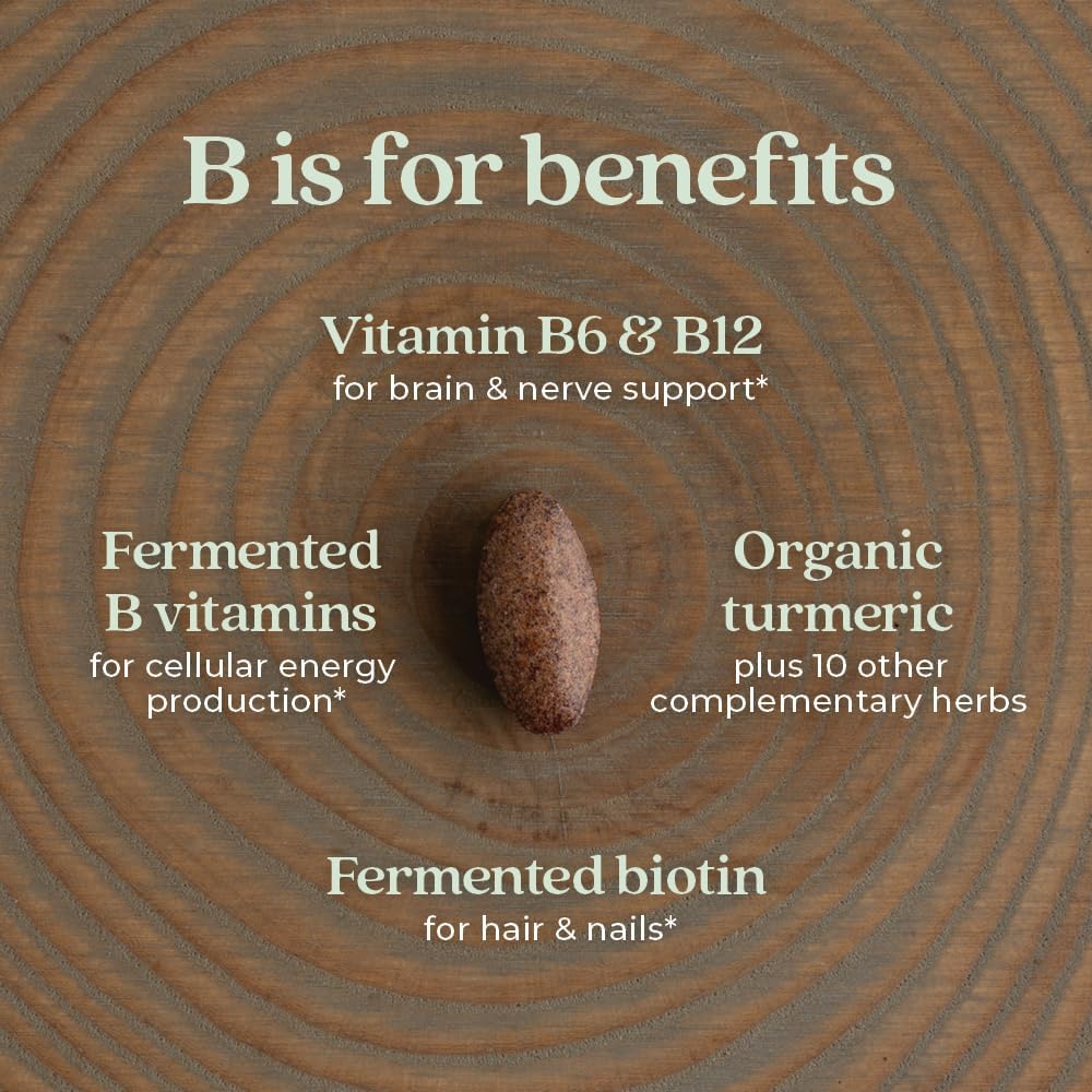 Organic Fermented Vitamin B Complex with B12, B6, and Biotin - 60 Count