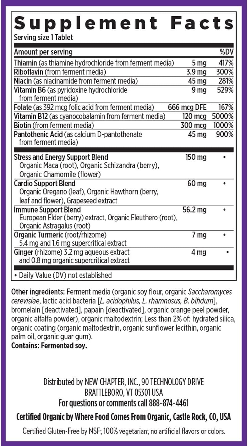 Organic Fermented Vitamin B Complex with B12, B6, and Biotin - 60 Count